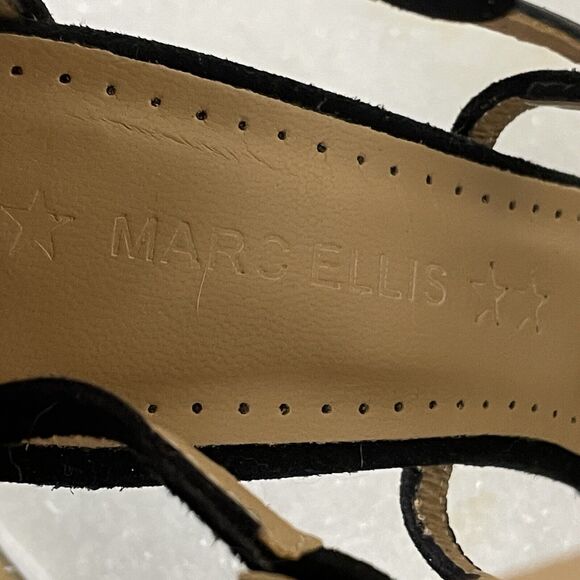 Marc Ellis Strappy Stiletto Heels Black Suede Silver Leather Sz EU 37 IT, US 7 - Picture 13 of 14